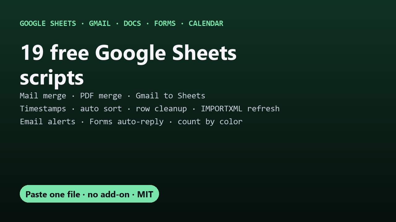 Free Google Sheets scripts