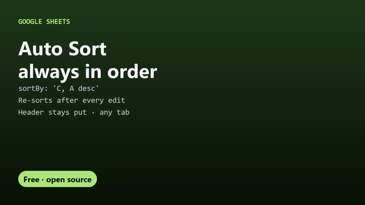 Free Auto Sort for Google Sheets