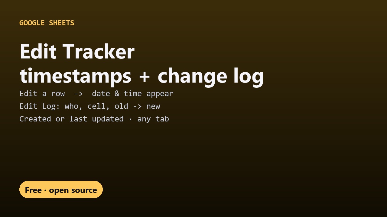 Free Edit Tracker for Google Sheets