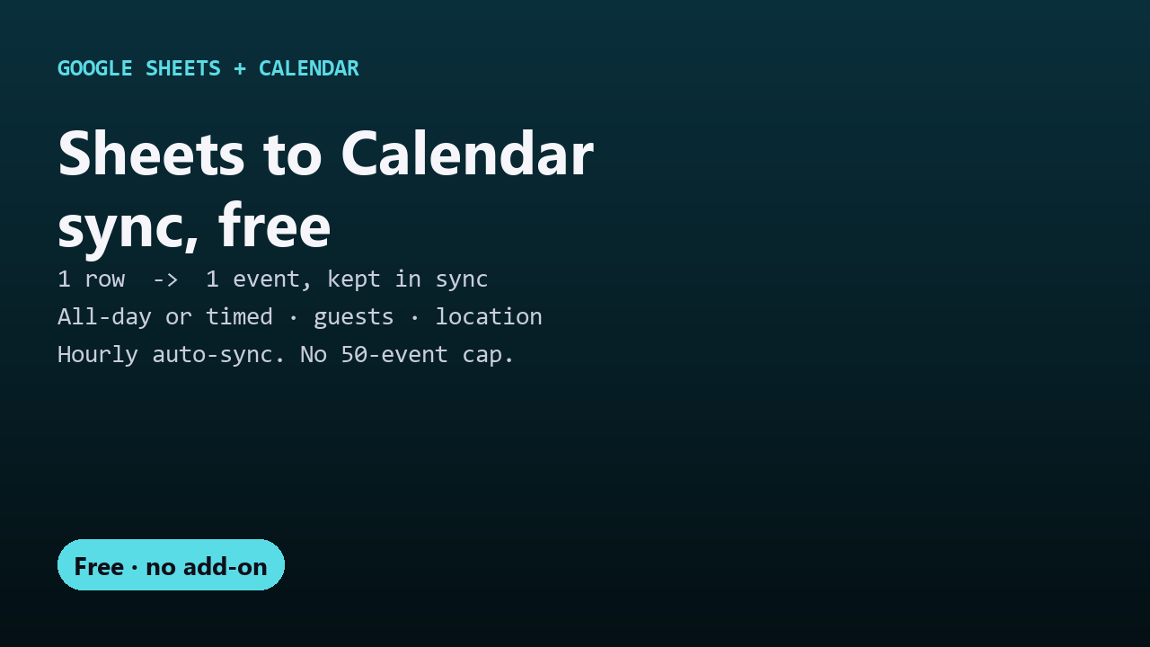 Free Sheets to Calendar sync